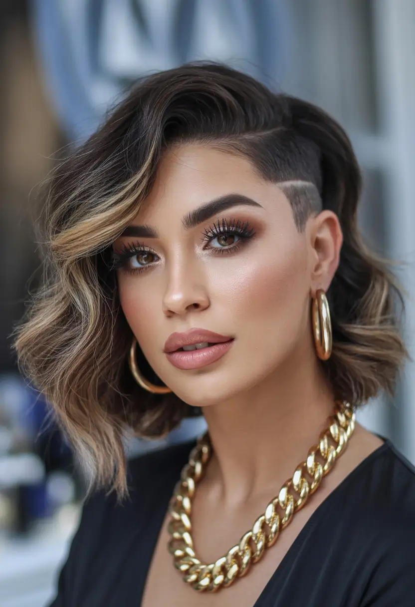 side part hairstyle Edgy Shaved-Side Wave With Bold Side Part