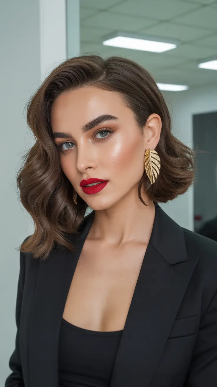 side part hairstyle Structured Modern Bob With Bold Side Sweep