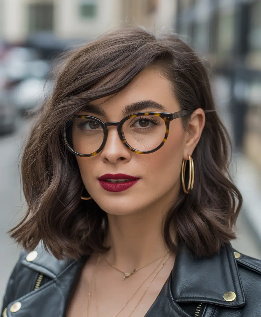 side part hairstyle Airy Textured Wavy Bob With Casual Side Part