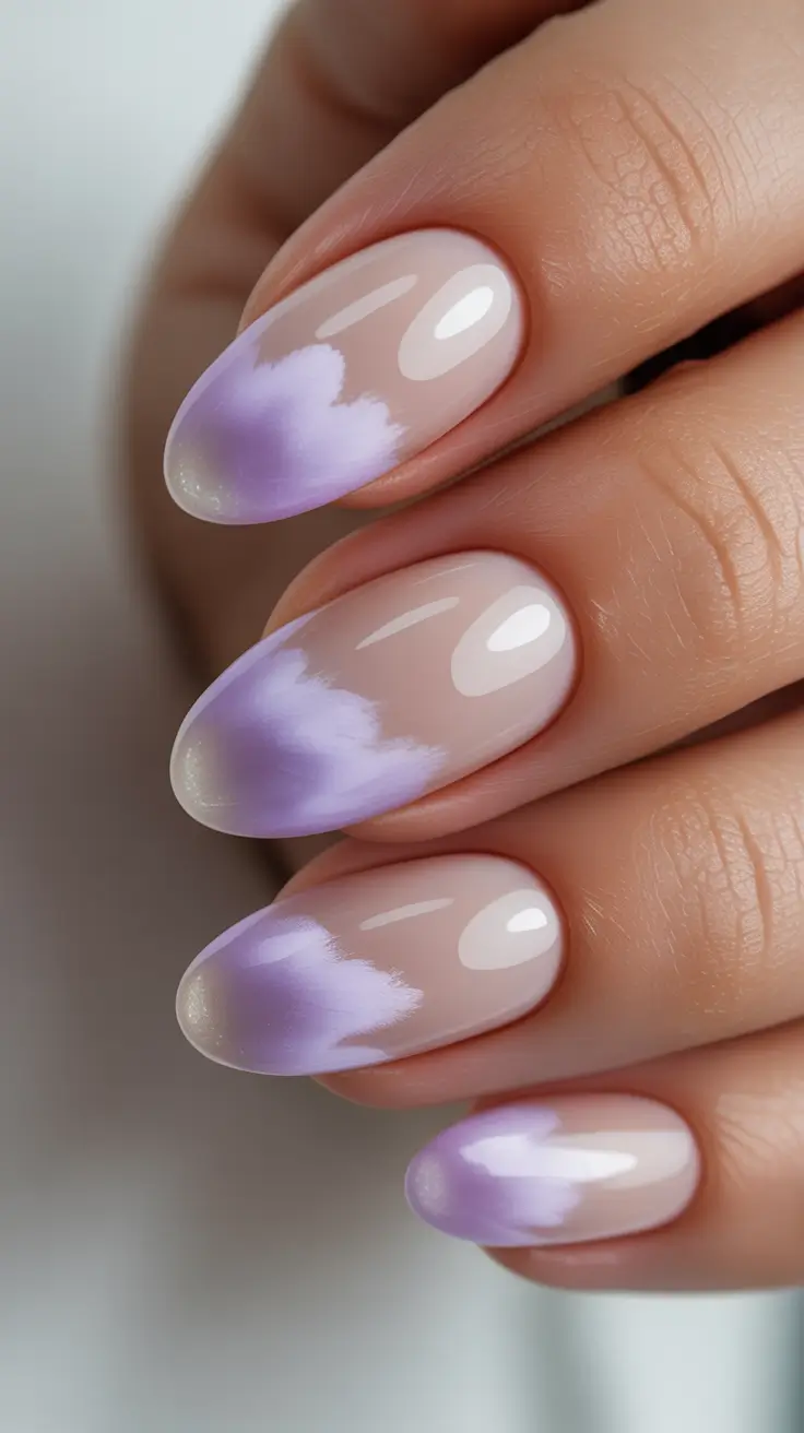 cute nails Lavender cloud tips with a dreamy finish