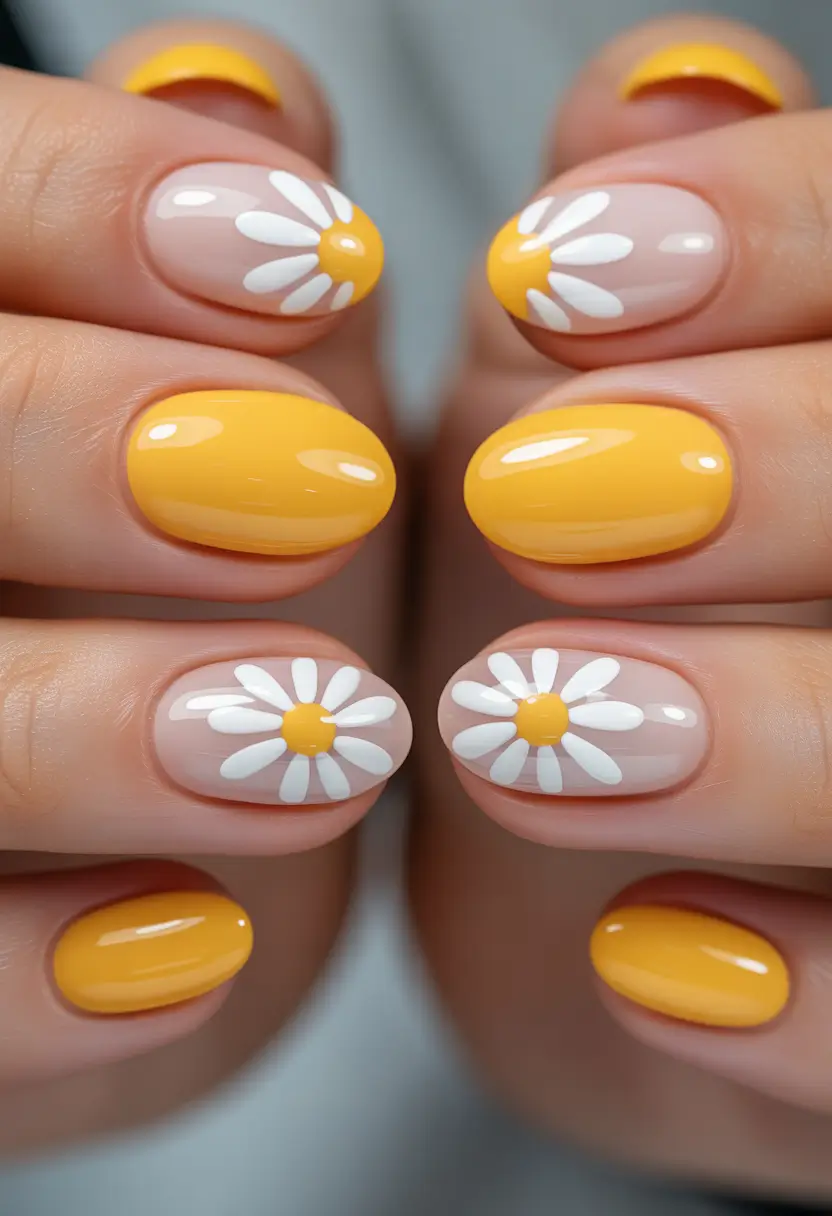 cute nails Sunny yellow daisies for playful moods