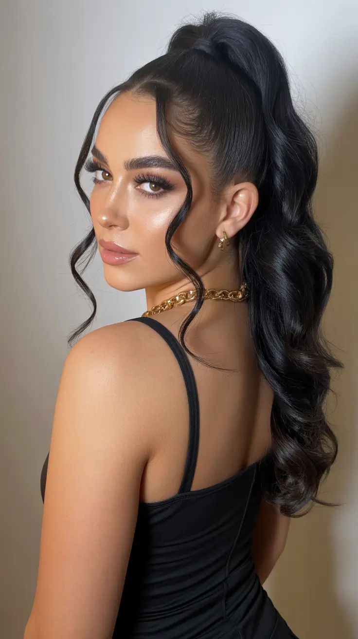 cute hairstyle The Sculpted High Pony With Romantic Curled Tendrils