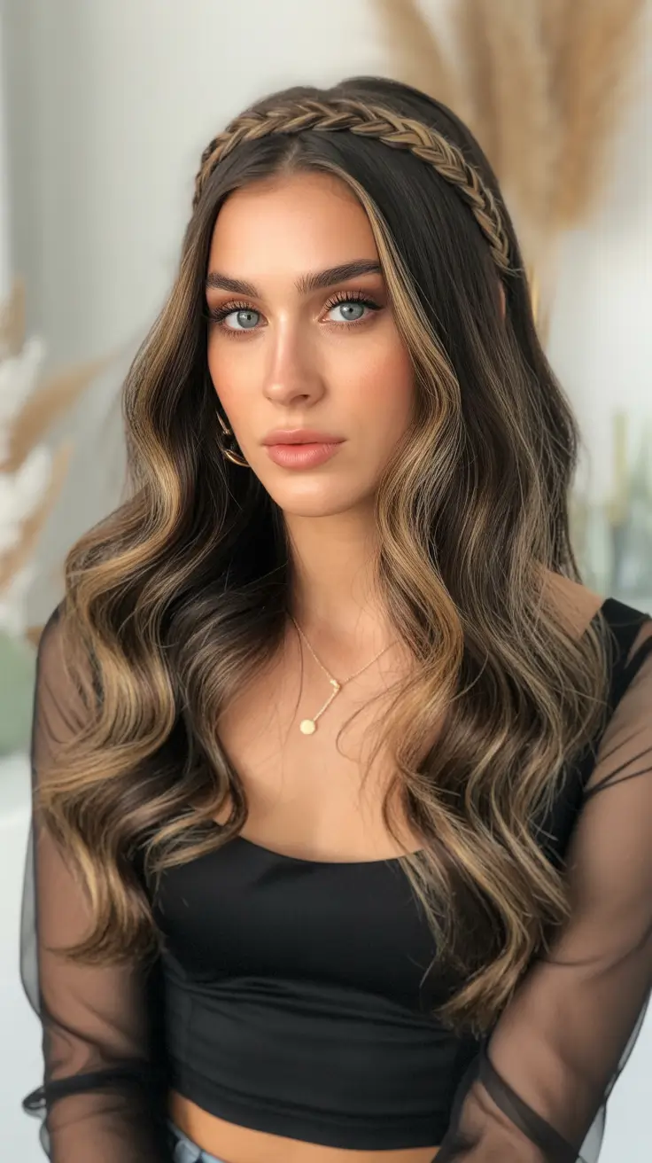 cute hairstyle Romantic Crown Braid With Flowing Volume
