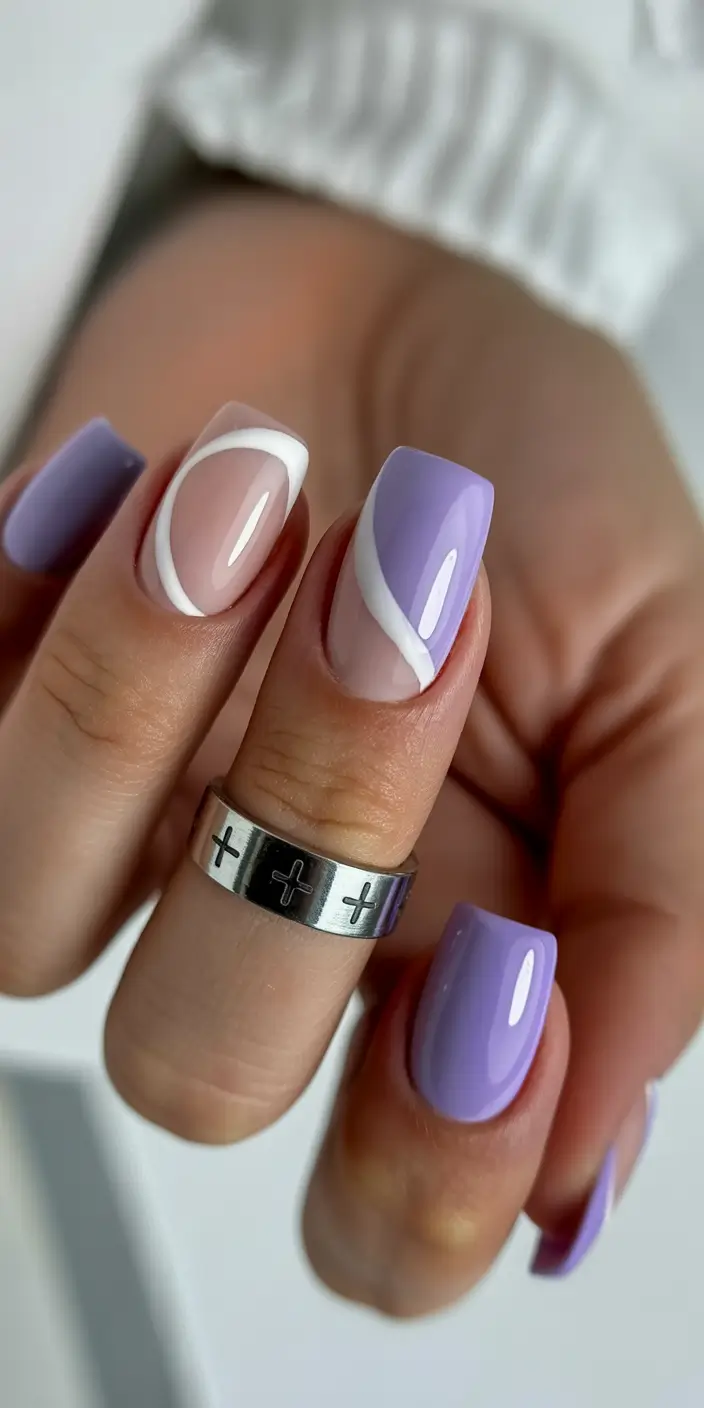 gel nails Soft Lilac French Art Designs