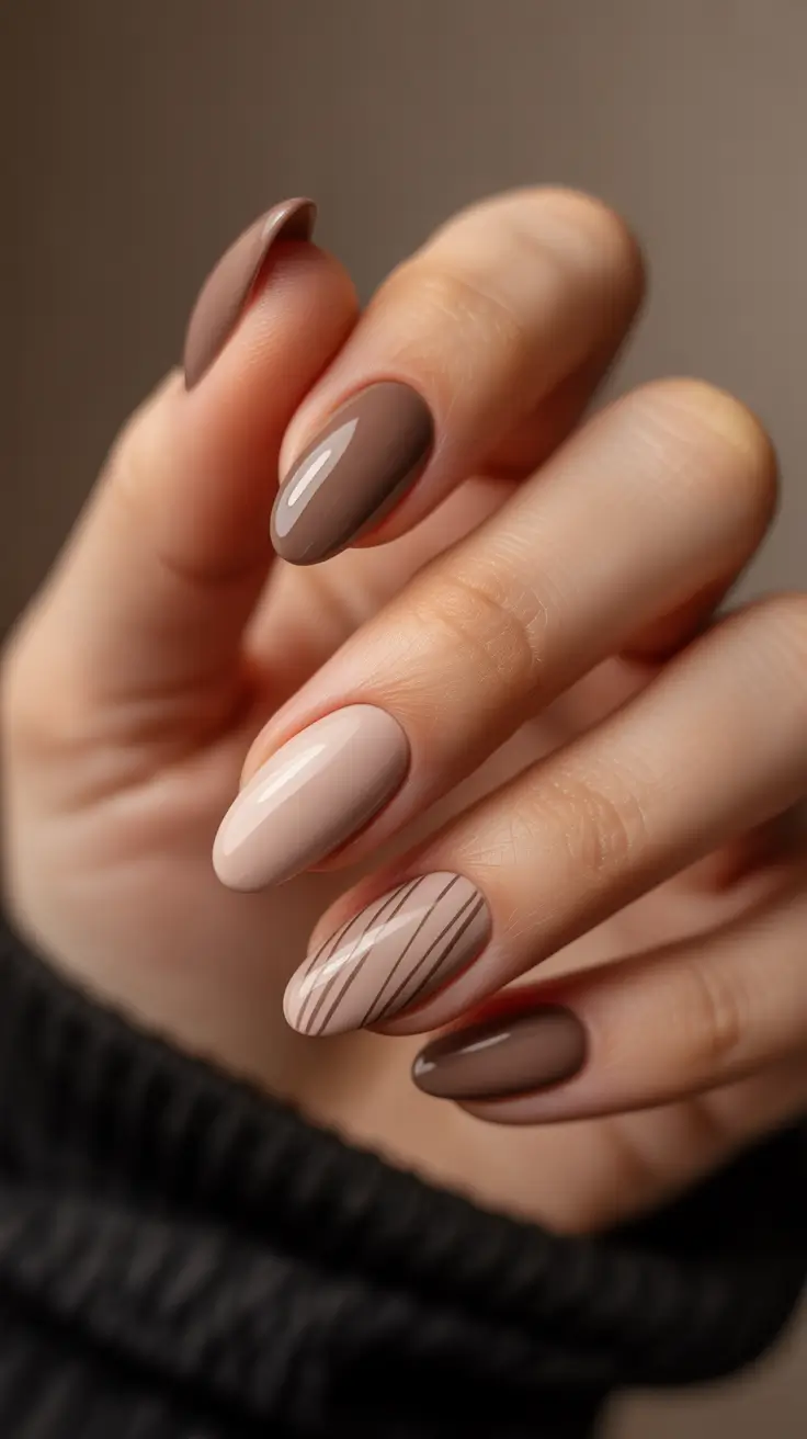 gel nails Nude And Brown Art Designs