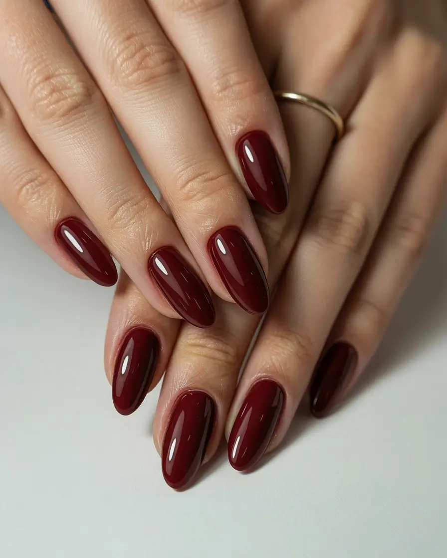 gel nails Classic Burgundy Gel With a Clean Polished Silhouette