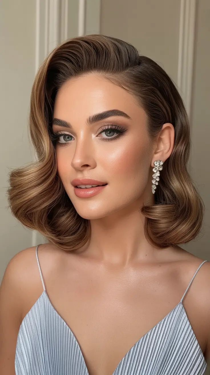 hairstyle for medium length hair Polished Sculpted Old-Hollywood Bob