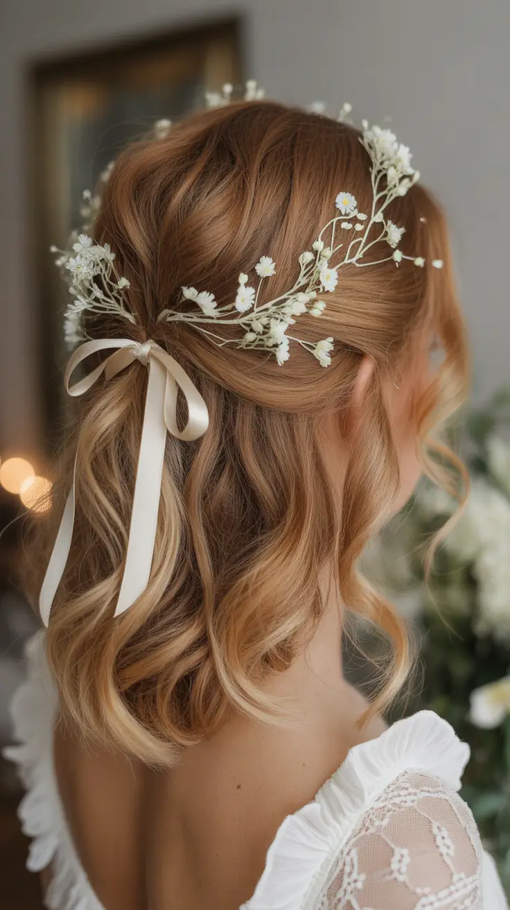 hairstyle for medium length hair Romantic Floral Half-Up Twist