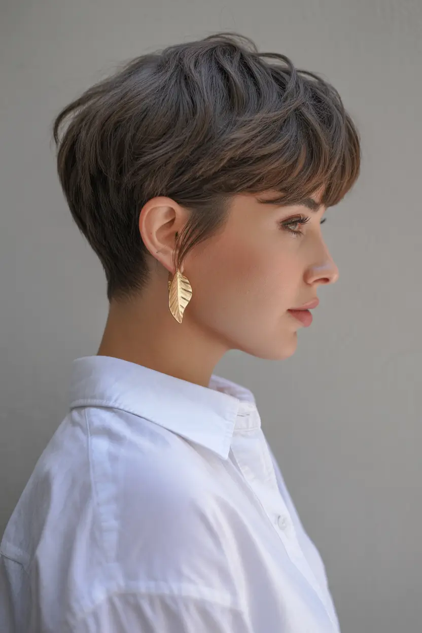 pixie haircut Soft-Brunette-Taper-with-Feathered-Layers