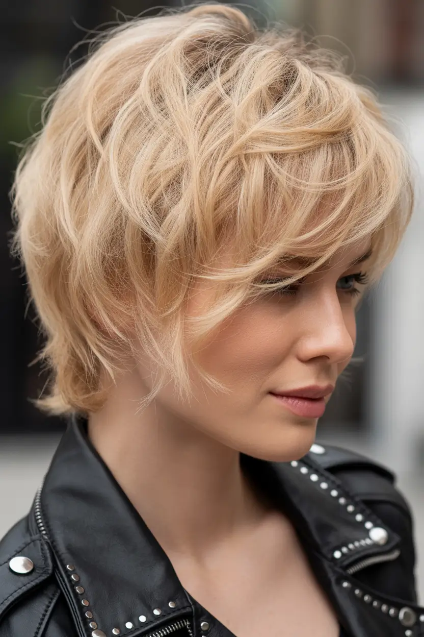 pixie haircut Soft-Blonde-Layered-Pixie-with-Windswept-Texture