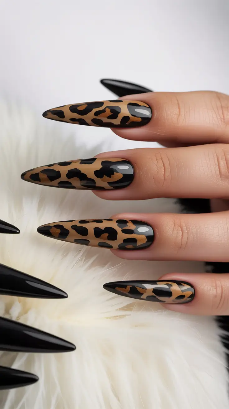 stiletto nails Brown Leopard Classic Stiletto Elegance