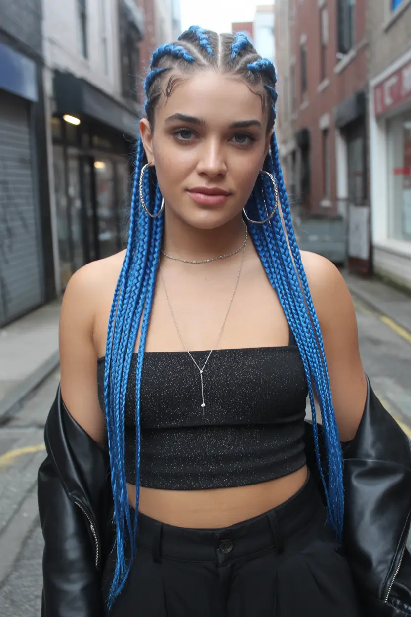 spring hairstyles Electric Blue Statement Box Braids