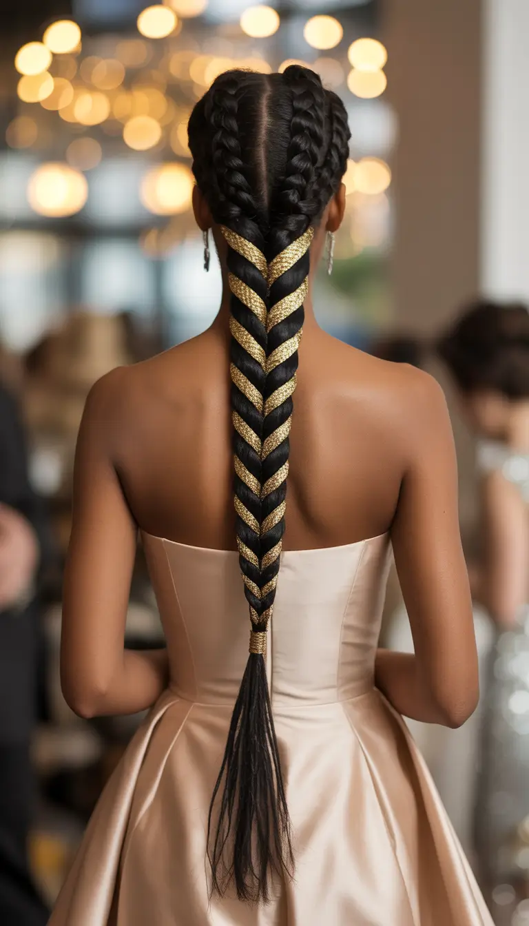 spring hairstyles Golden Ribbon Braid for Formal Spring Nights