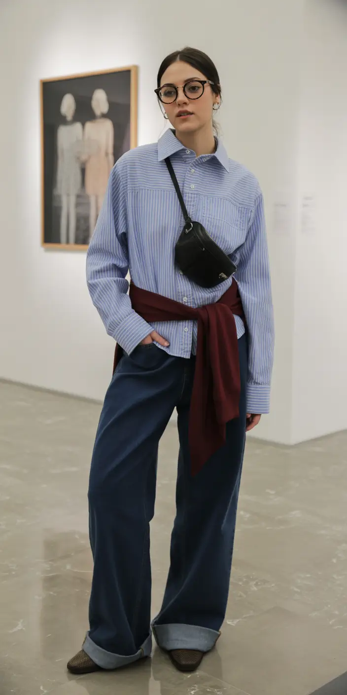 comfy spring outfits Relaxed Academic with a Creative Twist