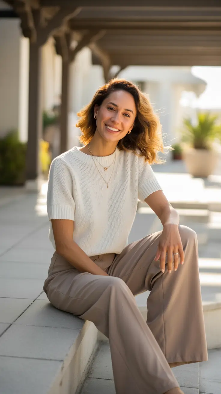 early spring outfits Soft Knit Tops and Relaxed Trousers for Everyday Ease