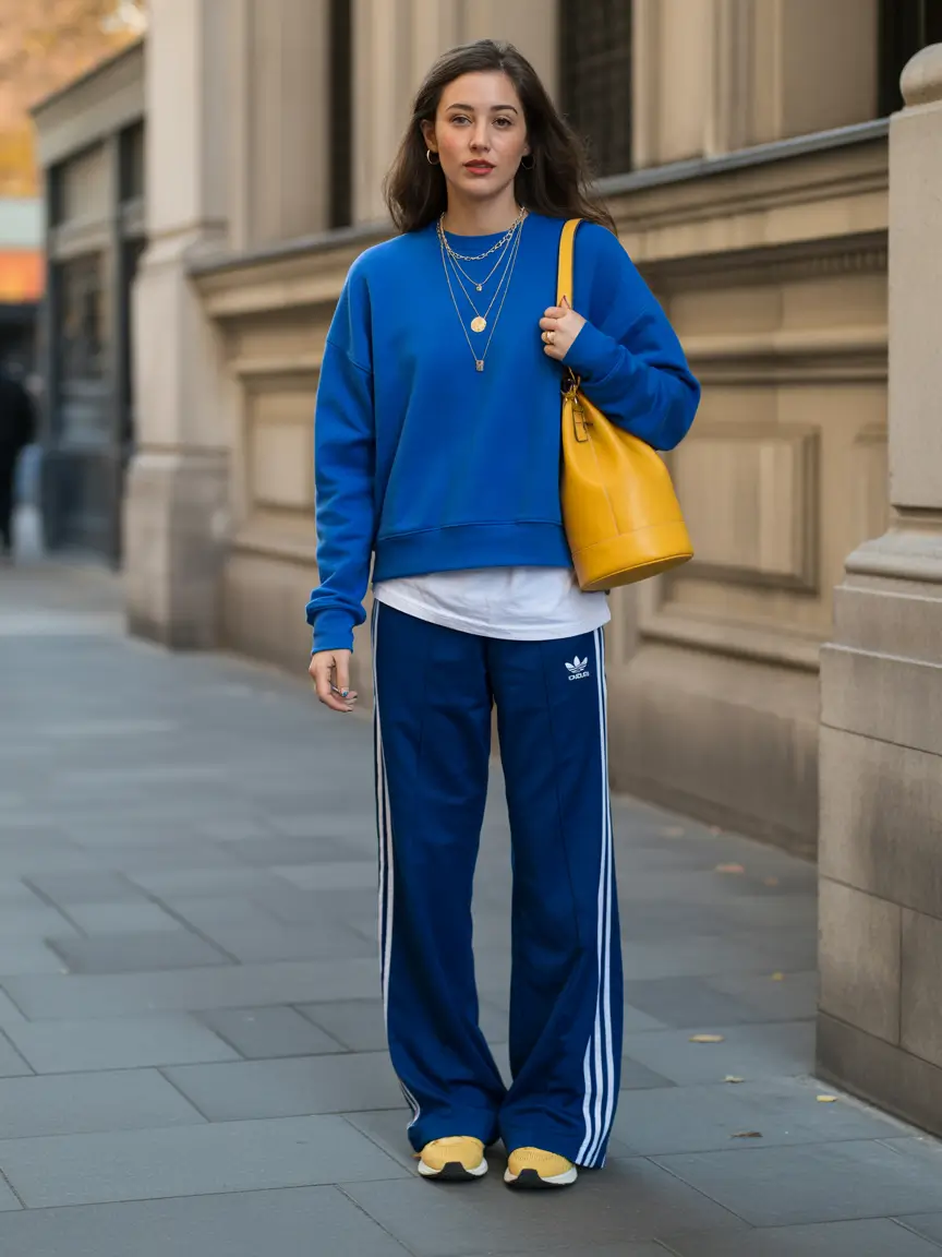 early spring outfits Sporty Layers with a Polished Twist
