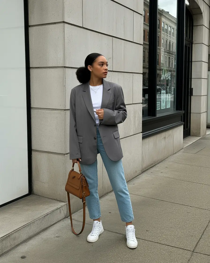 early spring outfits Relaxed Gray Blazers and Street-Ready Comfort