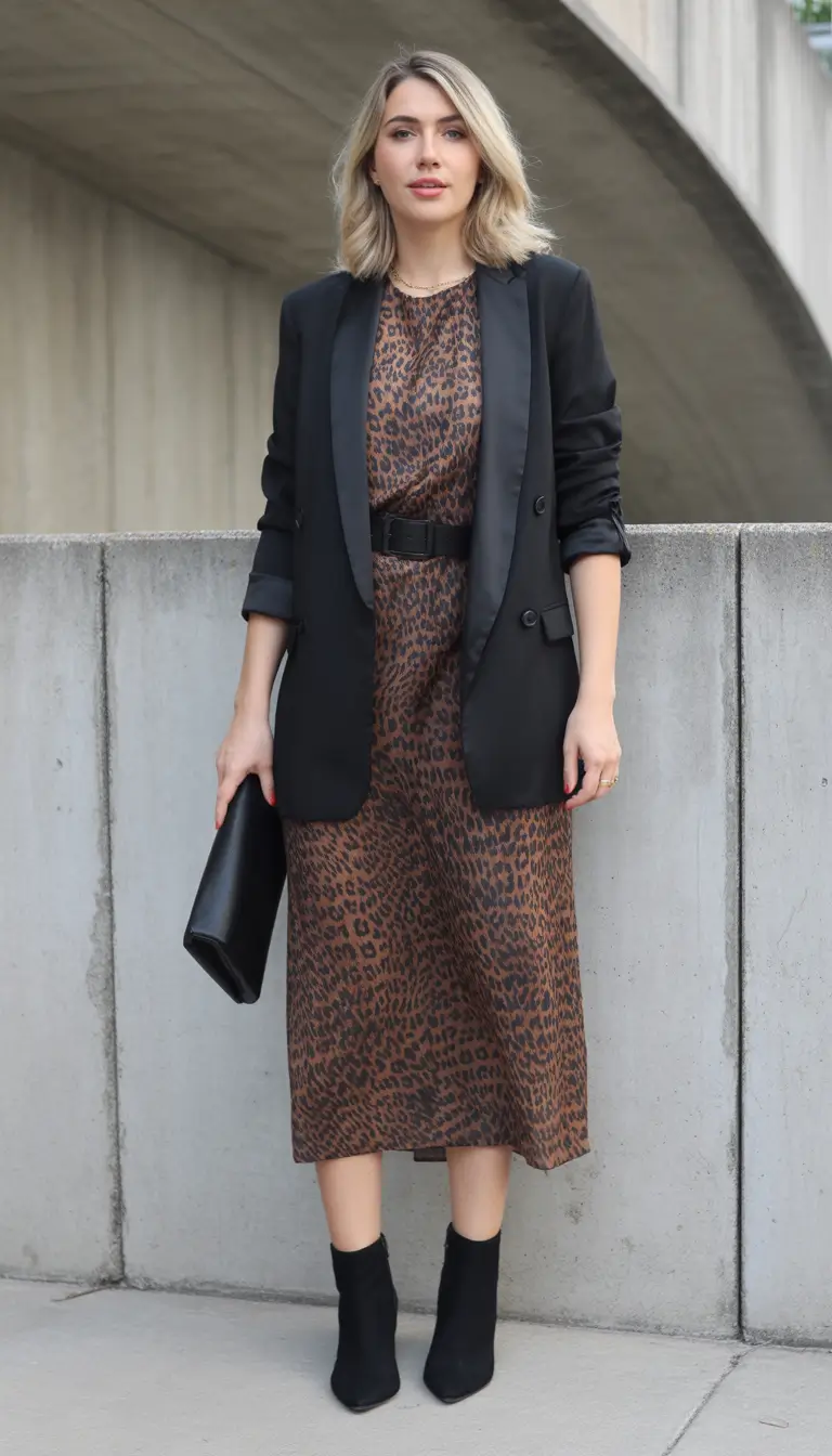 early spring outfits Animal Prints and Tailored Layers for Urban Days