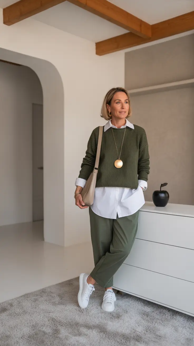 Every Day Spring Outfits Relaxed Green Layers For Real Life