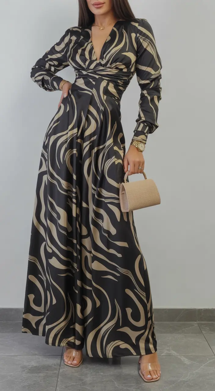 holiday spring outfits Graphic Elegance With Evening Energy