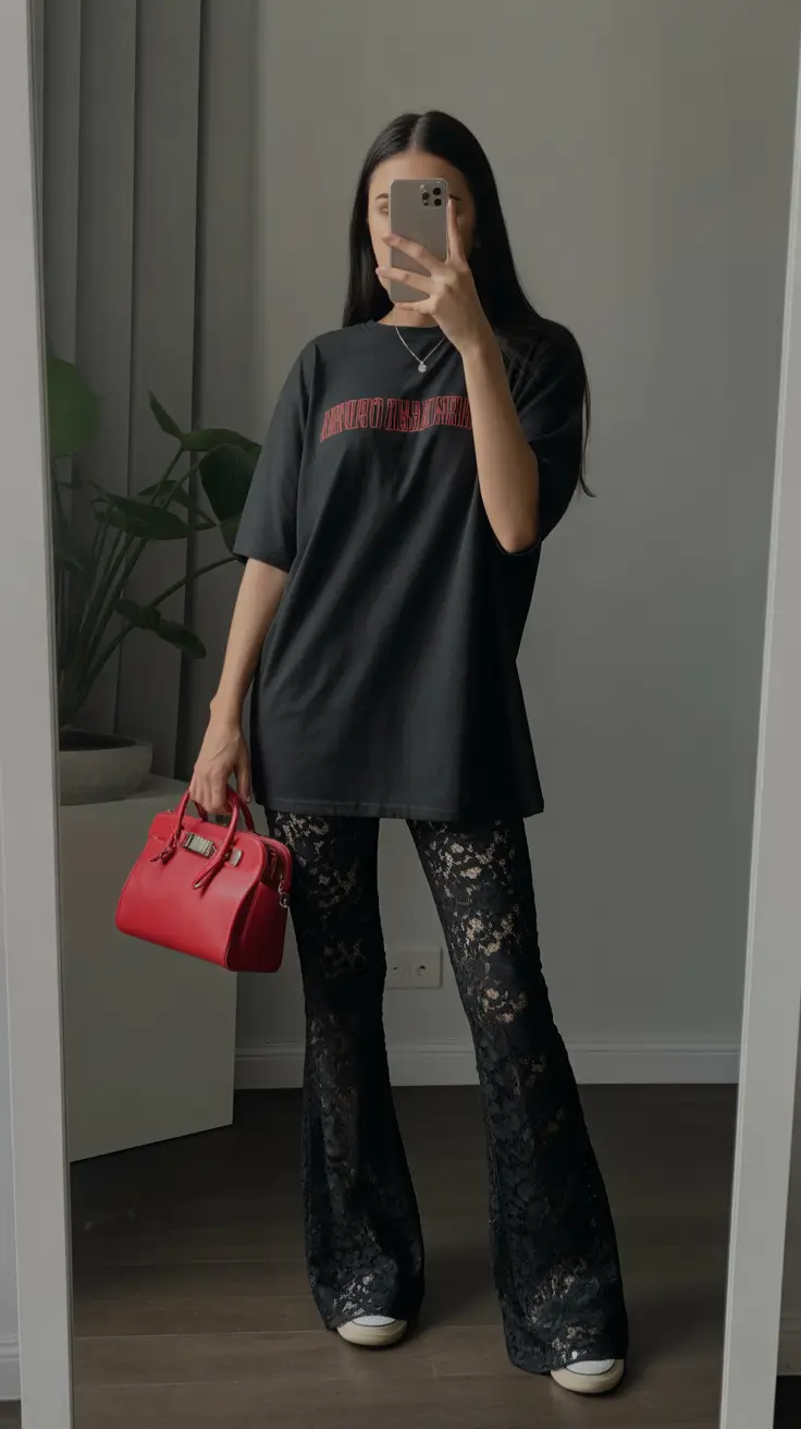 chic spring outfits Shabby Lace Meets Everyday Casual Cool