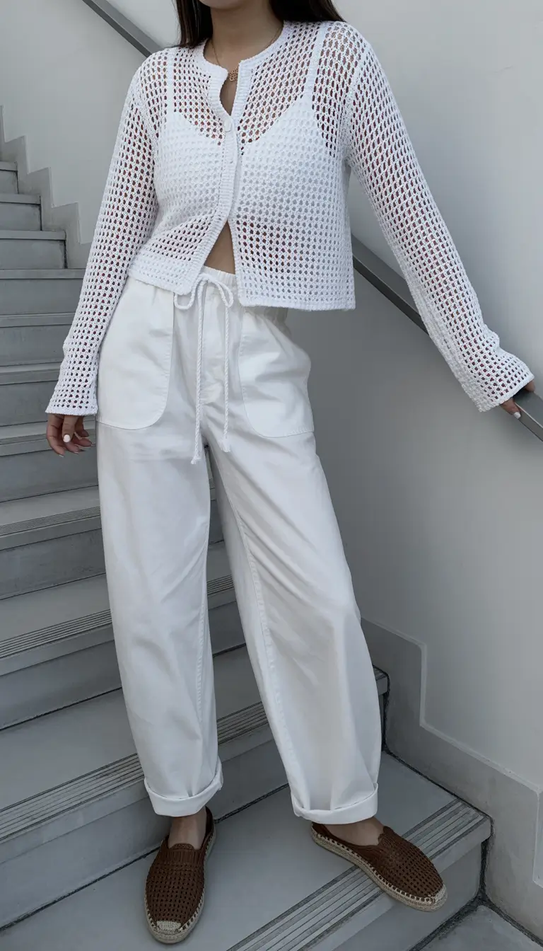 chic spring outfits Minimal Crochet Layers With Western Calm