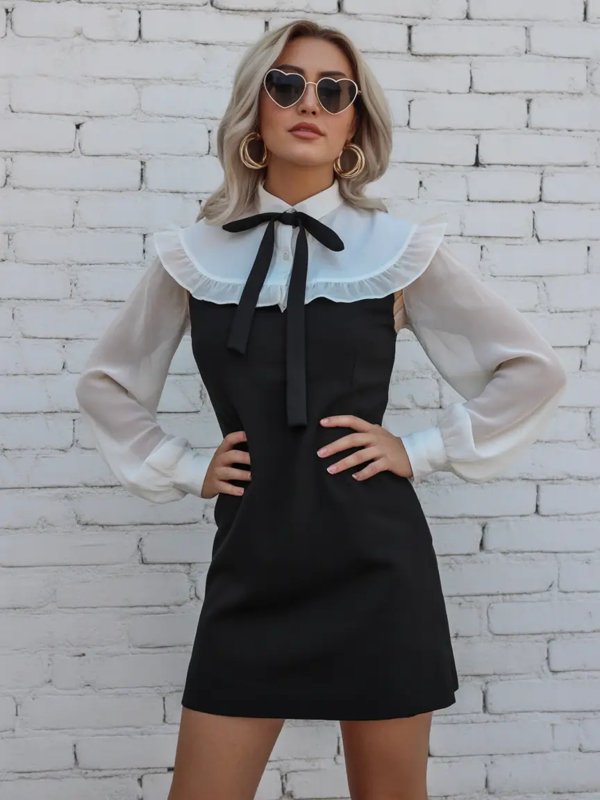 chic spring outfits French-Inspired Collar Drama With Playful Edge