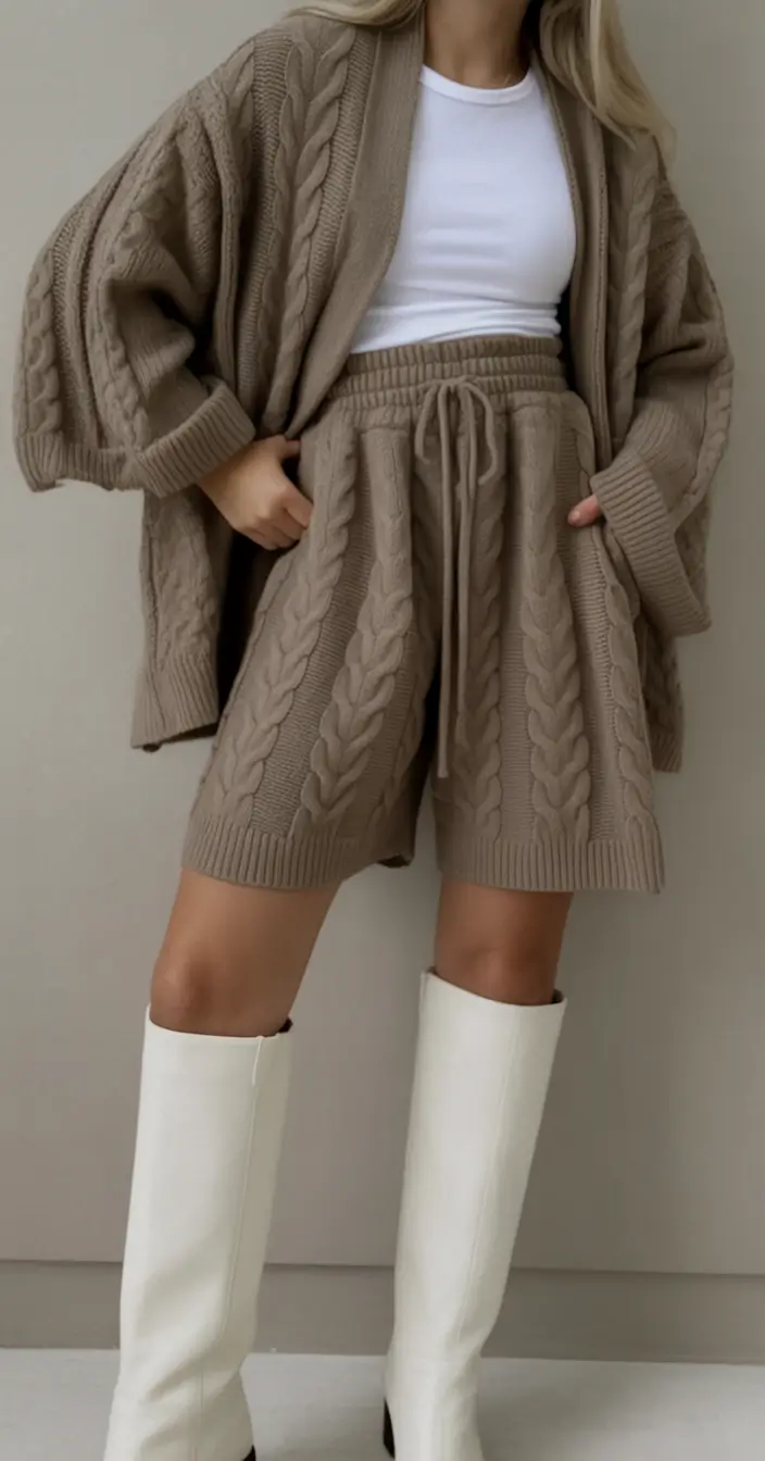 chic spring outfits Cozy Knit Set With Western Ease