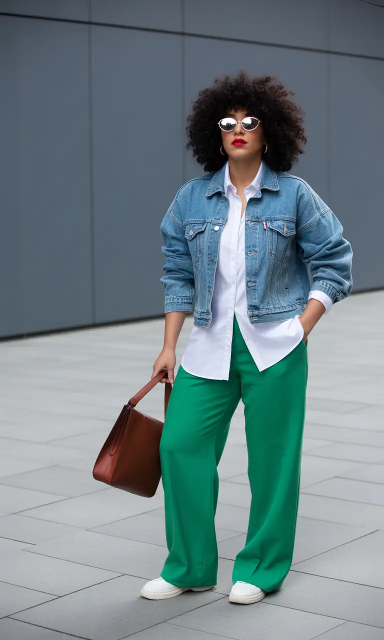 plus size spring outfits Green Energy With a Denim Backbone