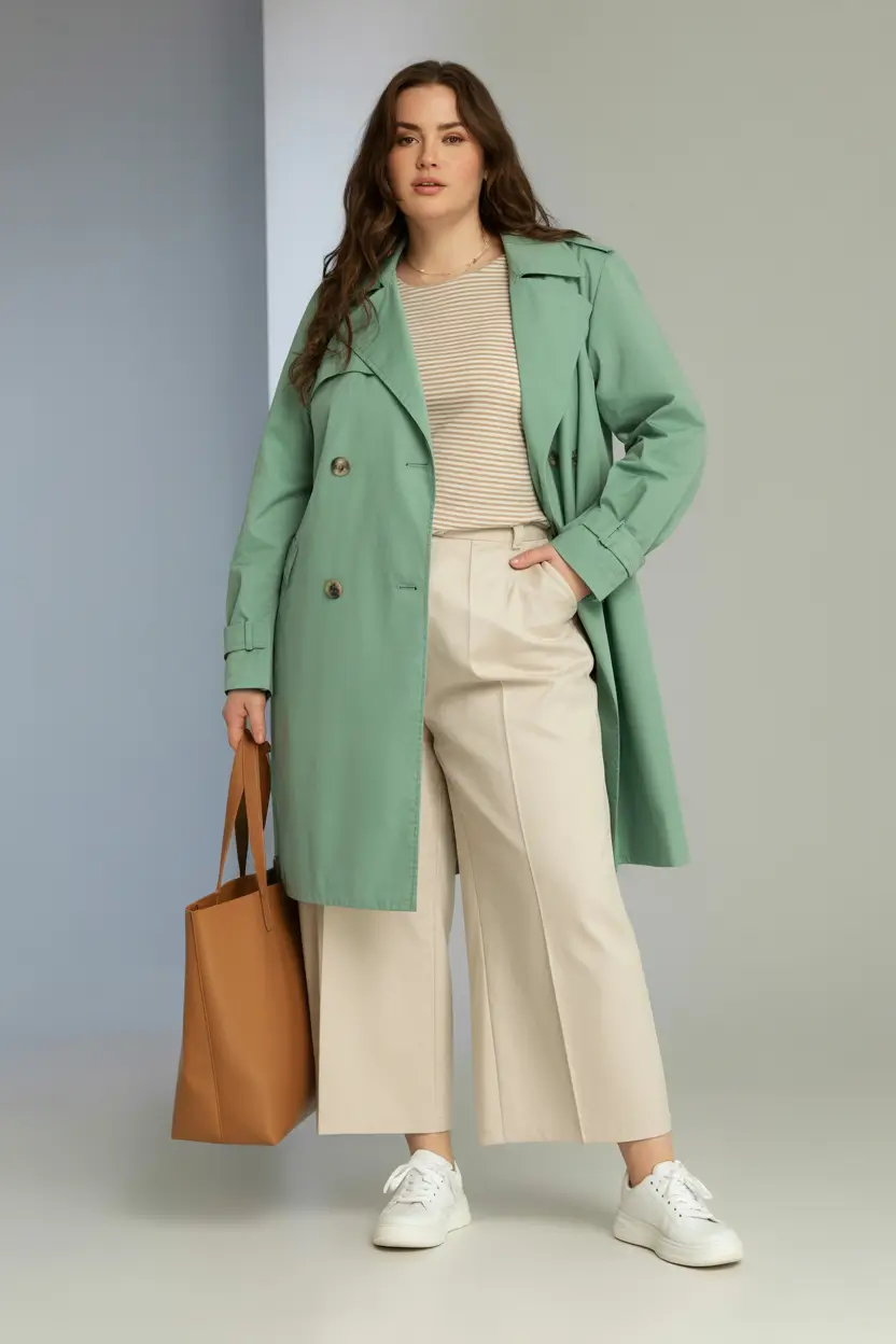 plus size spring outfits Mint Layers for a Polished Everyday Look