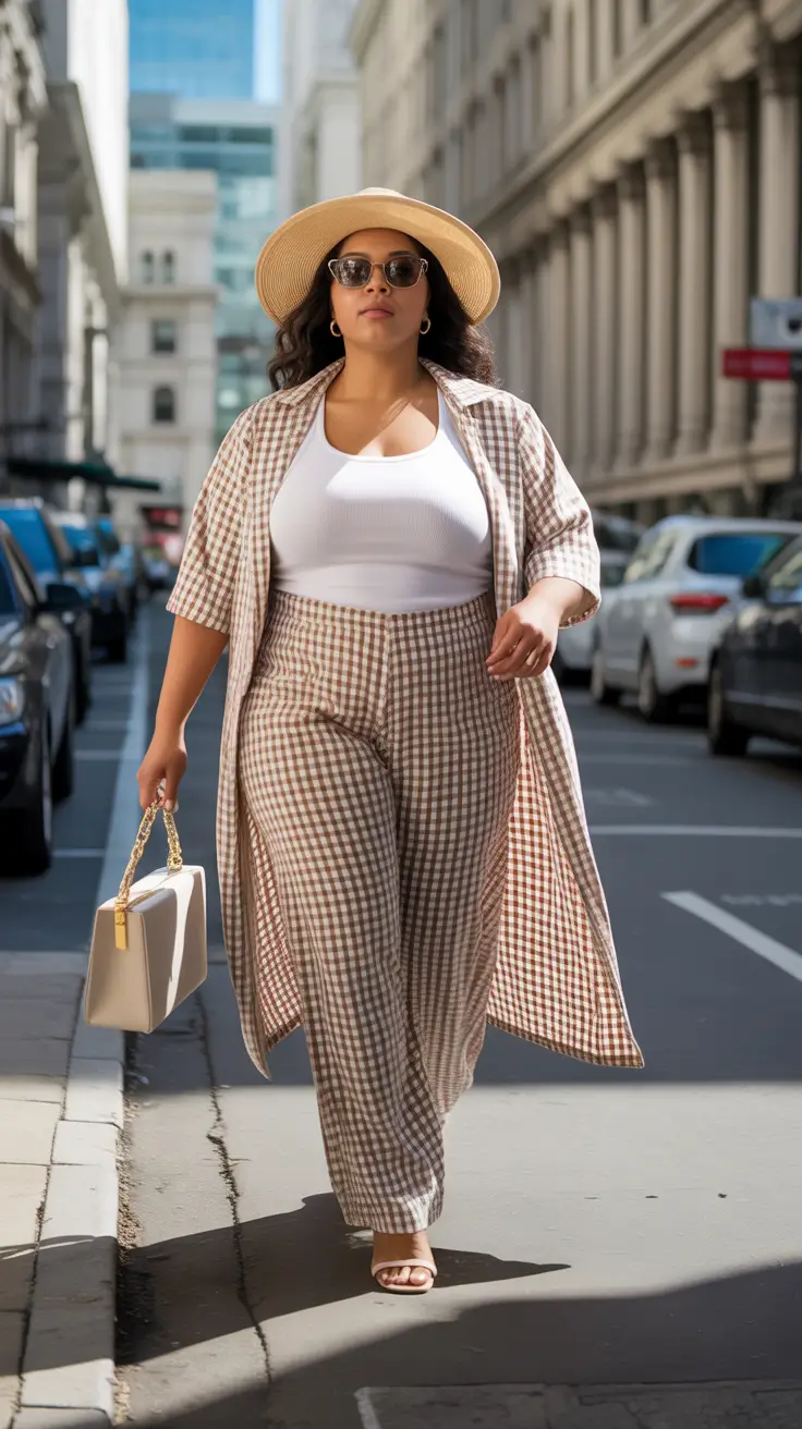 plus size spring outfits Checked Confidence With a City Pulse