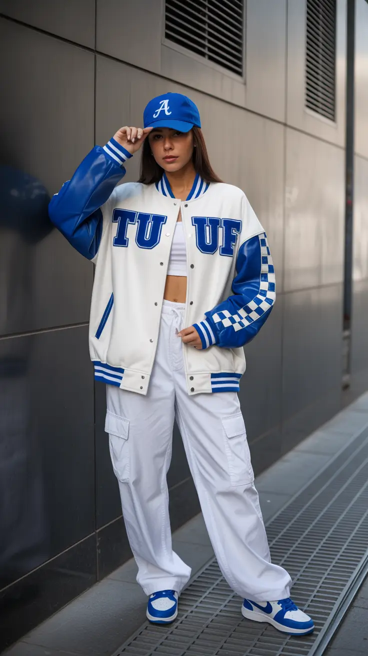sneakers spring outfit Sporty Blue Layers with Street Authority