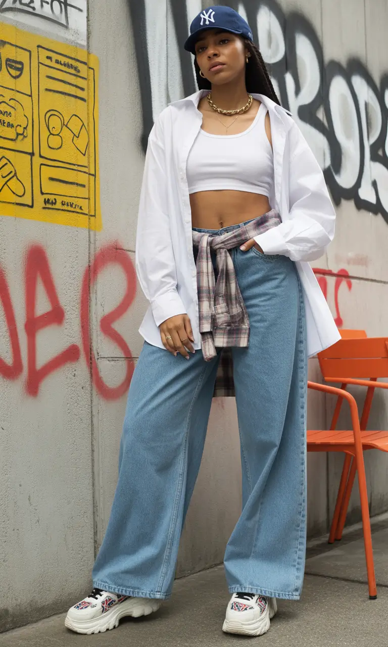 sneakers spring outfit Classic Denim with Relaxed Street Ease