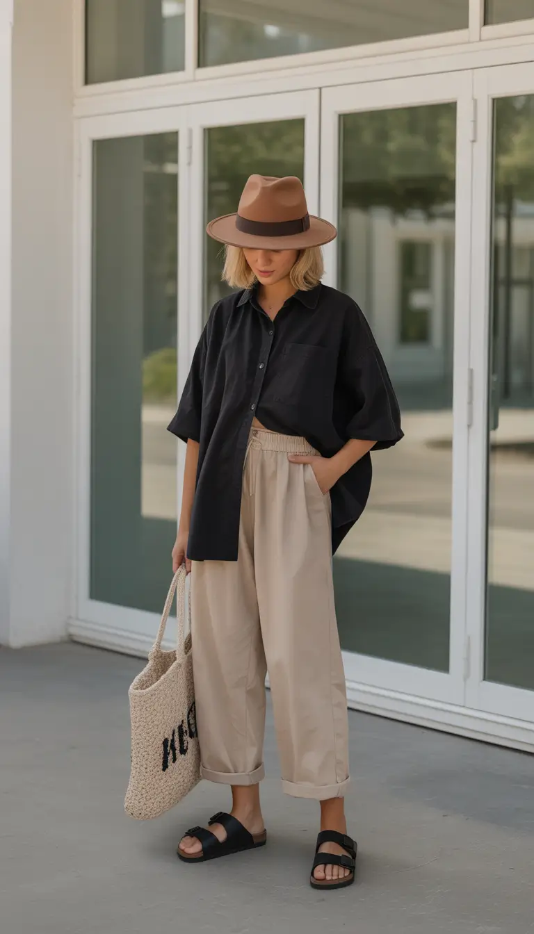 Spring vacation outfits Effortless Neutral Contrast to End the Trip Well