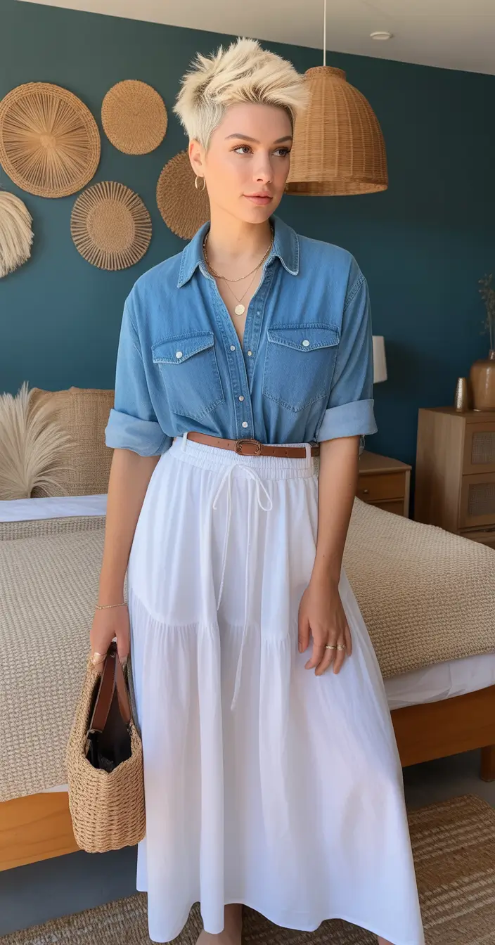 Spring vacation outfits Soft Denim Meets Airy Femininity