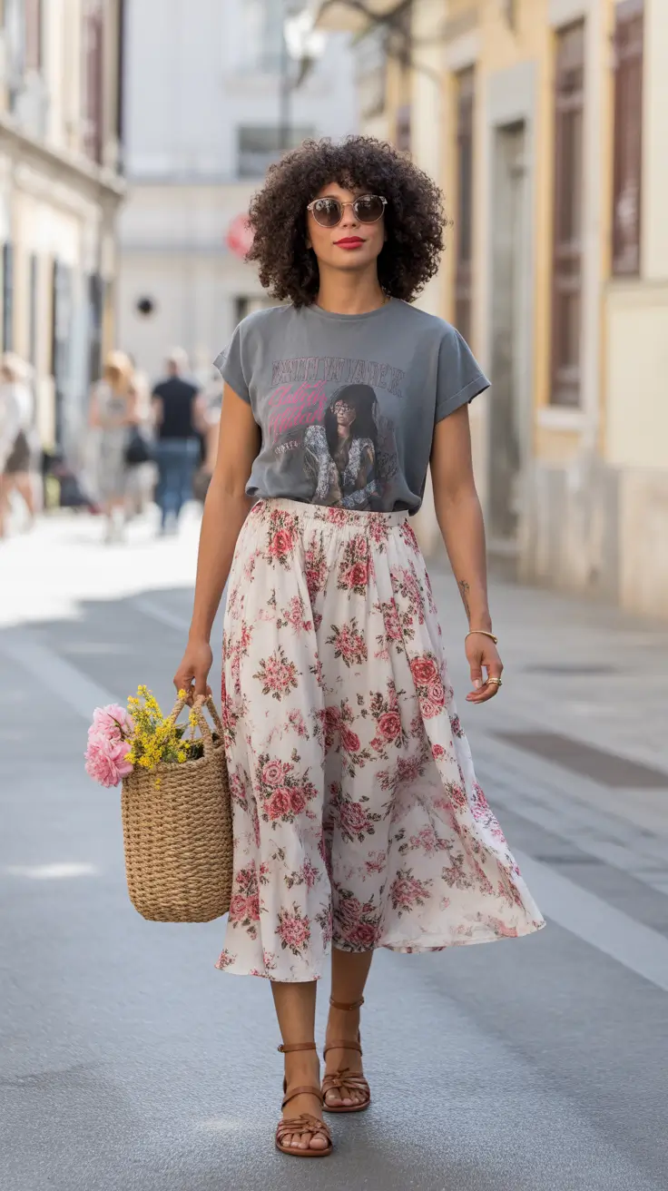 Spring vacation outfits Vintage Florals with a Downtown Attitude