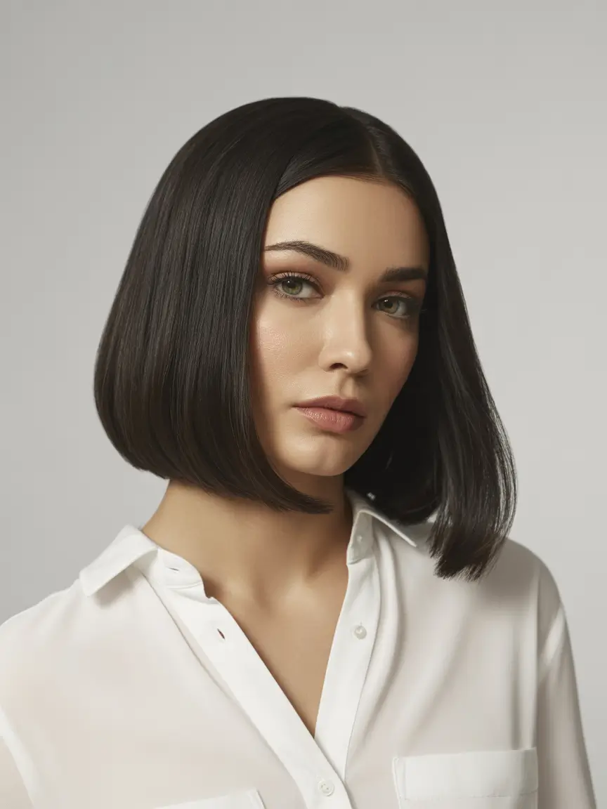 February Hair Color Ideas 2026 Sleek Brunette Precision With a Soft Edge