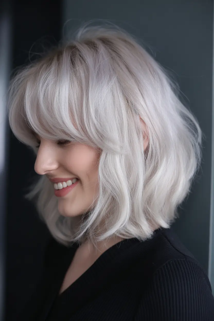 February Hair Color Ideas 2026 Silvery Blonde Bob With Cool Elegance