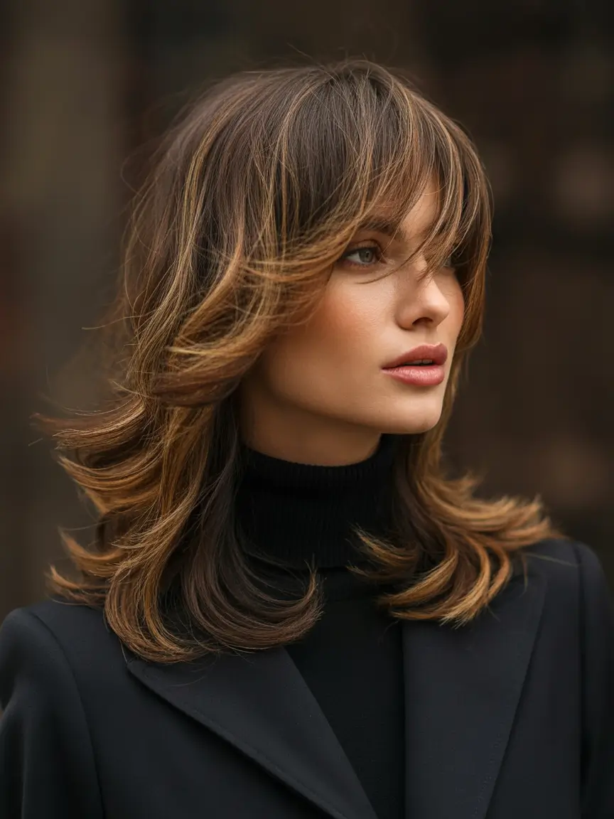 February Hair Color Ideas 2026 Layered Brunette With Warm Honey Accents