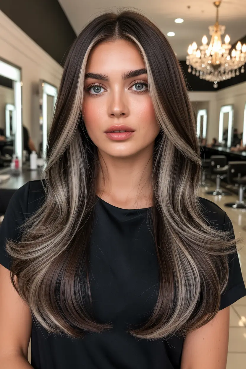 February Hair Color Ideas 2026 Smoky Ash Brunette With Face-Framing Lightness