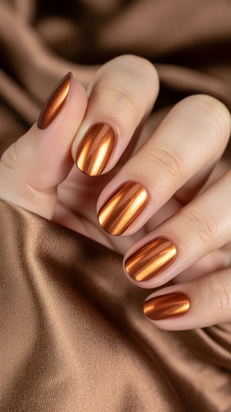 February nails Copper Chrome Short Classy