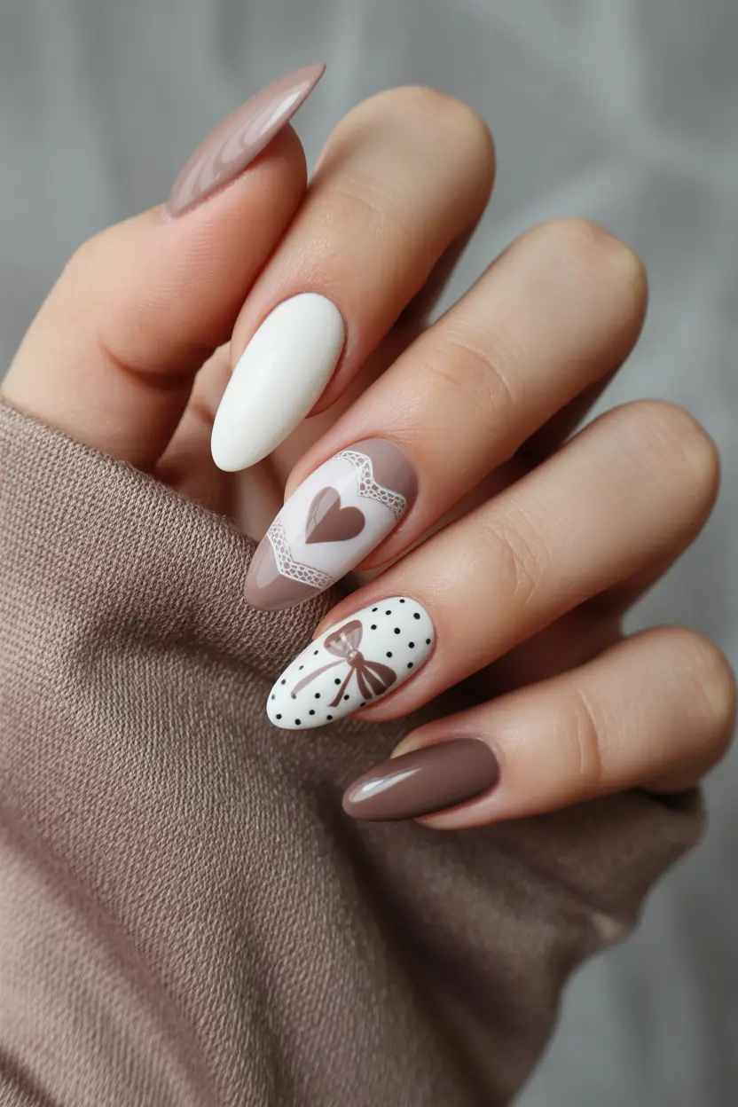 February nails Simple Valentine Almond