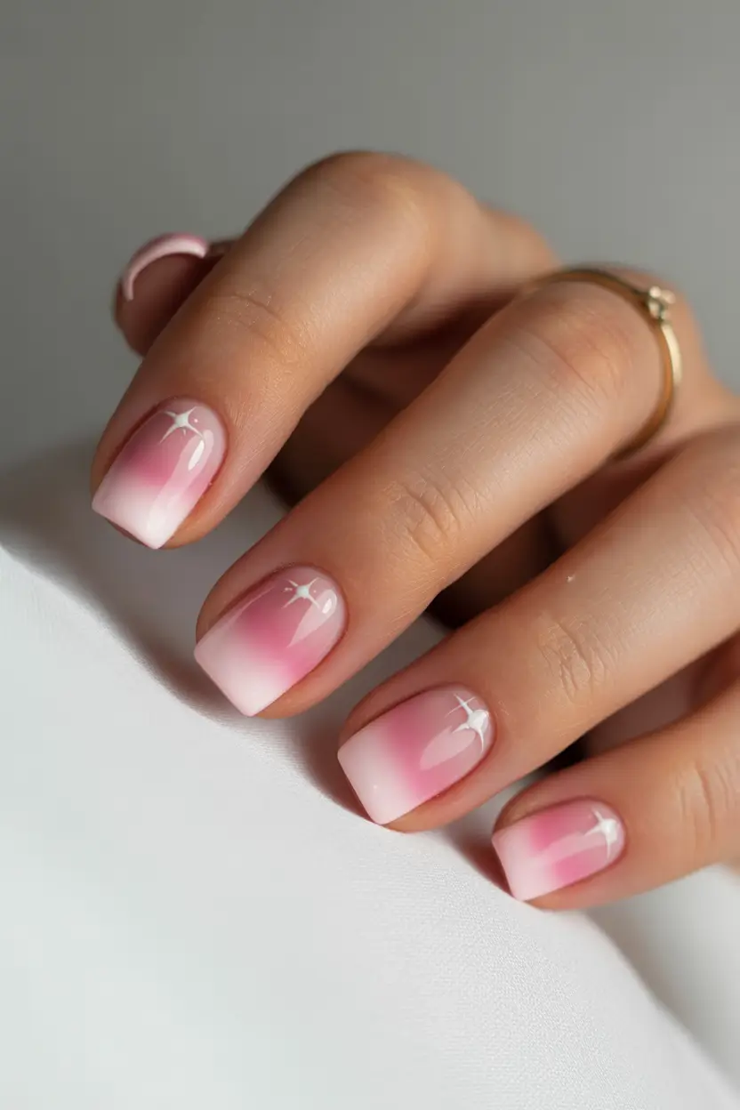 February nails Pink Ombre Square
