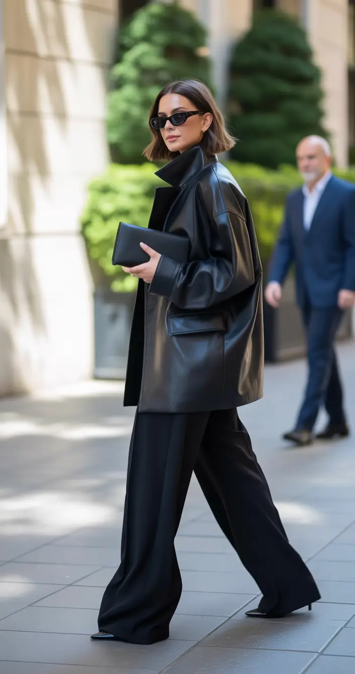 February outfits Polished Leather With City Confidence