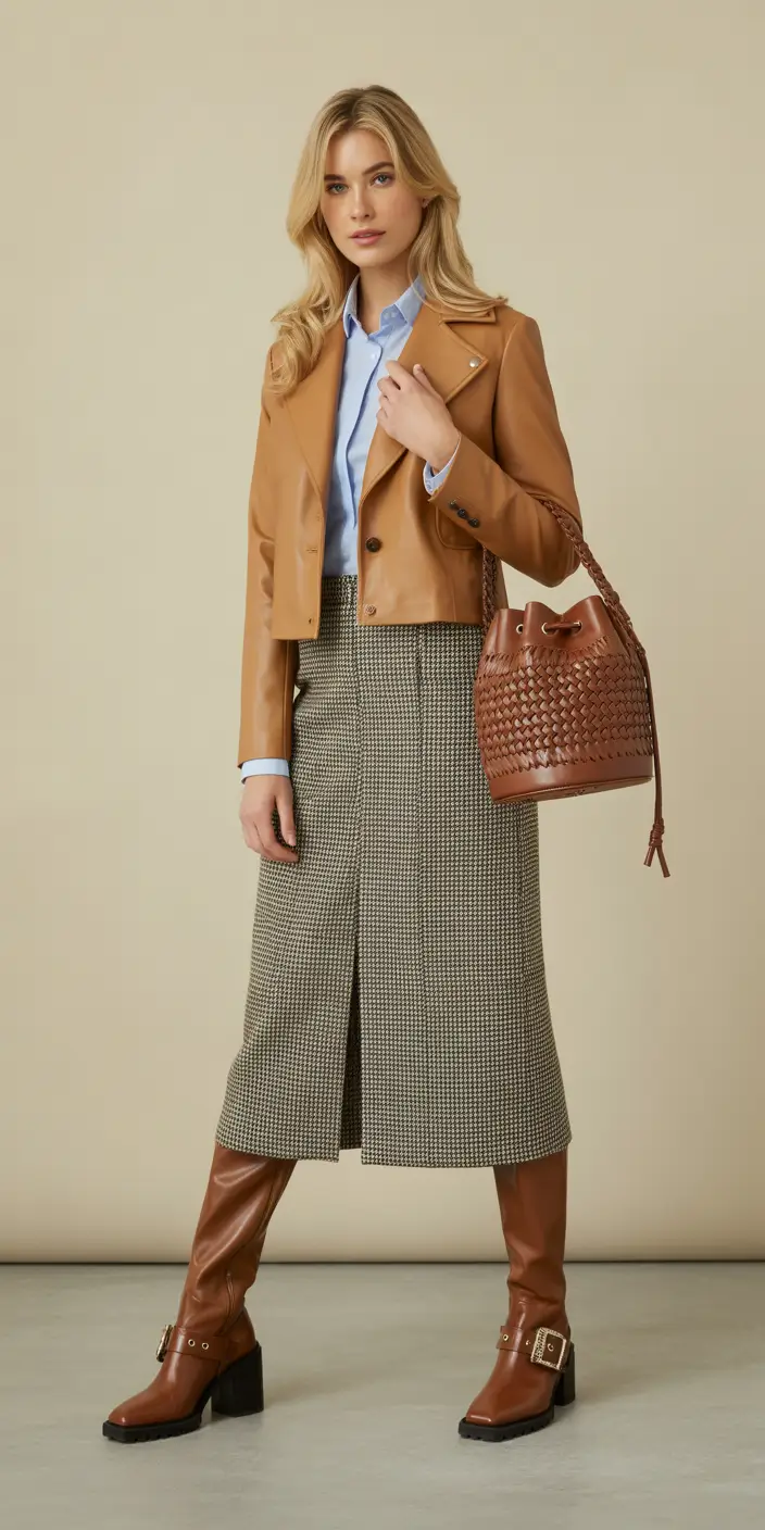 February outfits Soft Tailoring With Warm Leather Notes
