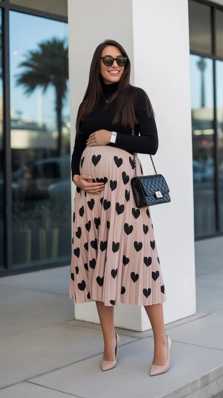 spring outfit for pregnant women Graphic Romance With a City Pulse