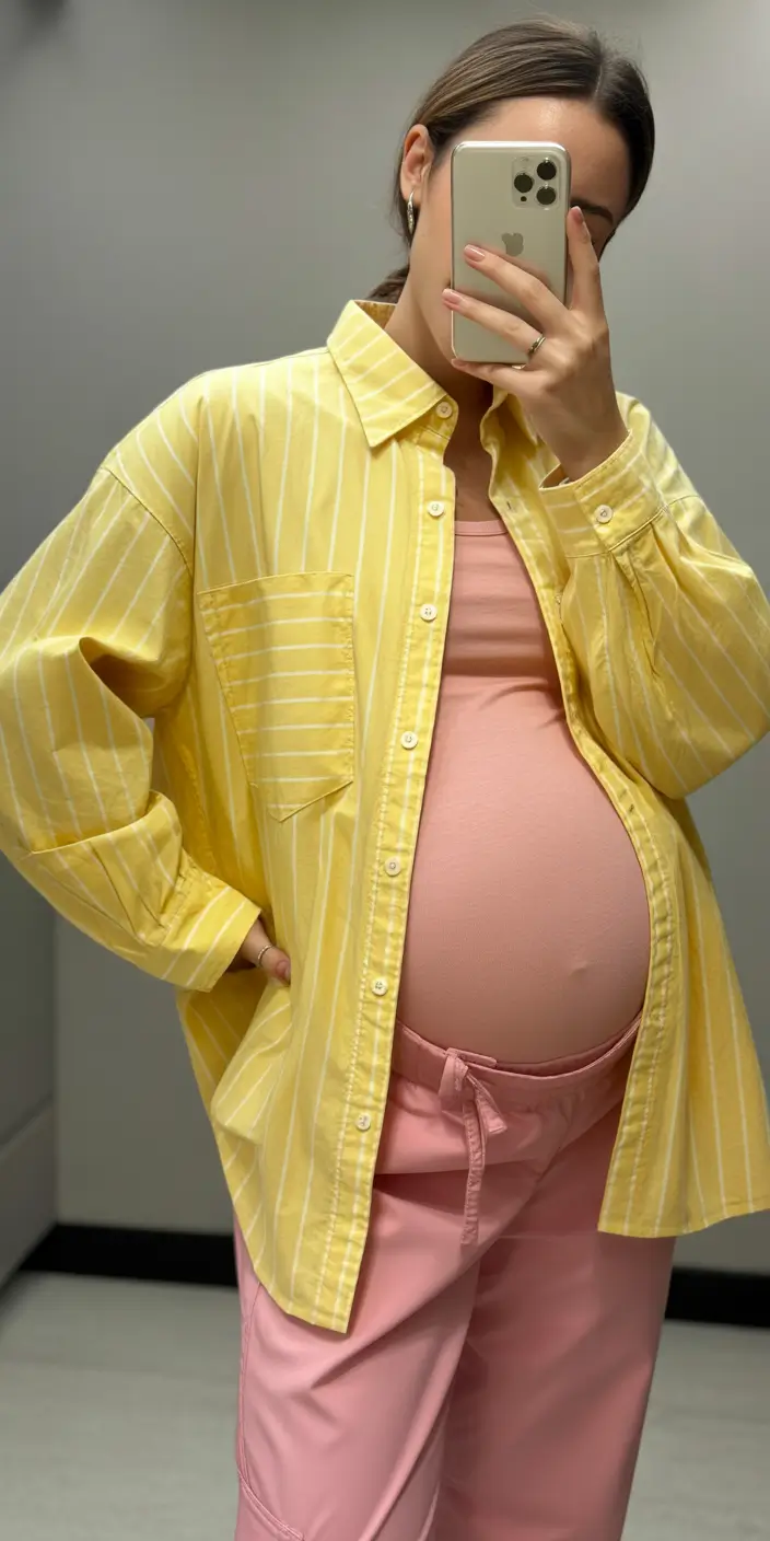 spring outfit for pregnant women Sunlit Casual With a Fresh Spring Mood