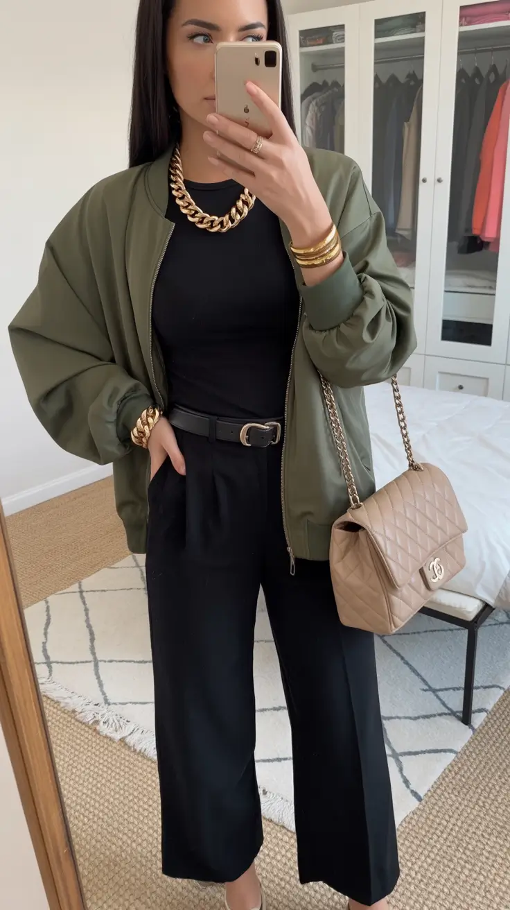 spring mom outfits Elevated Sporty with Statement Accessories