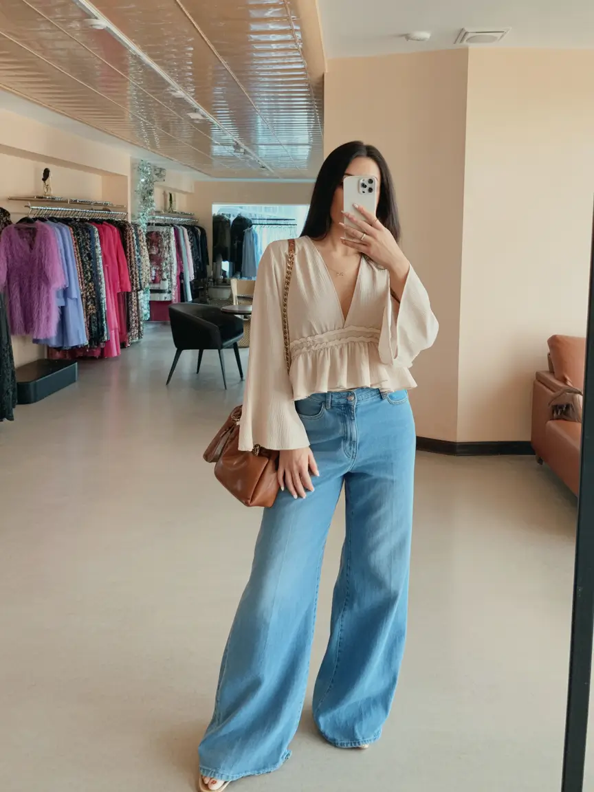 spring mom outfits Light Denim and Soft Feminine Layers