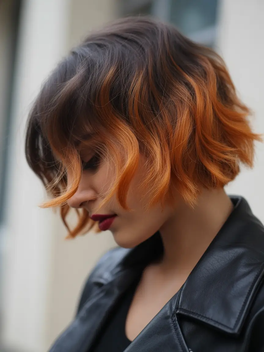 spring hair trends Soft Copper Bob With Lived-In Waves